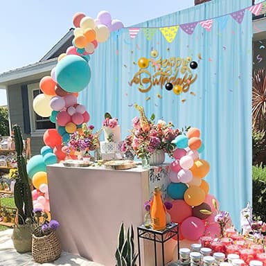 MYSKY HOME 30ft x 10ft Curtains Light Blue Backdrop Curtains for Parties Wedding Curtains Stage Curtains Rod Pocket Sliding Drapes Photography Backdrop for Baby Showers, 5ft x 10ft, 6 Panels - Image 9