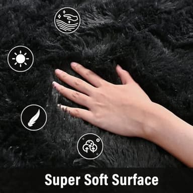 Merelax Soft Area Rug for Livingroom Bedroom, Machine Washable 4x6 Black Rugs Fluffy Shaggy Bedside Rug, Non Slip Indoor Carpet for Nursery Kids Room Home Decor Aesthetic - Image 4