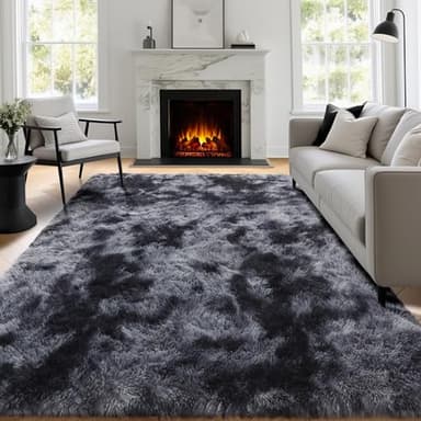 PAGISOFE Area Rugs 9x12 Living Room, Machine Washable Dark Grey Shag Rugs for Bedroom, Extra Large Thick Gray Fluffy Nursery Carpet Boys Girls Dorm Pastel Rugs for Kids Room Home Decor Aesthetic - Image 5