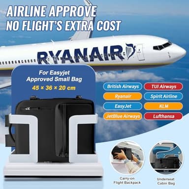 WONHOX Travel Backpack Women,Carry On Backpack Flight Approved 18x14x8 inches Bag Spirit Airlines Personal ltem,College Sports Hiking Rucksack Waterproof Casual Daypack Laptop Blackpack Men,Black - Image 2