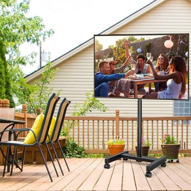 YOMT Mobile TV Cart Rolling TV Stand for 13-50 inch Screens, Tilting and Rotating Mount, Portrait to Landscape, Height Adjustable Portable TV Stand with Wheels Holds up to 44lbs Max VESA 200x200mm - Image 8