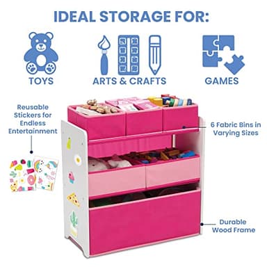 Delta Children Design and Store 6 Bin Toy Organizer, White/Pink - Image 4