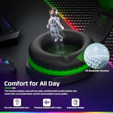 Fachixy FC100 Gaming Headset with Microphone for PS4, PS5, Switch, Xbox, PC, Mac, Gamer Headset with RGB Light, Computer Headphones with Mic - Image 5