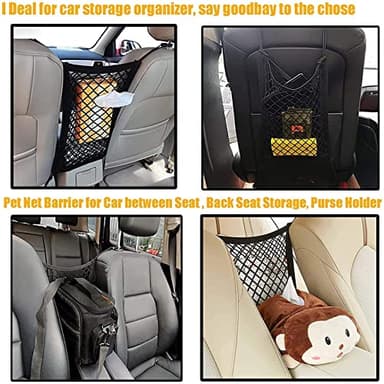 DYKESON Dog Car Net Barrier Pet Barrier with Auto Safety Mesh Organizer Baby Stretchable Storage Bag Universal for Cars, SUVs -Easy Install, Car Divider for Driving Safely with Children & Pets - Image 2