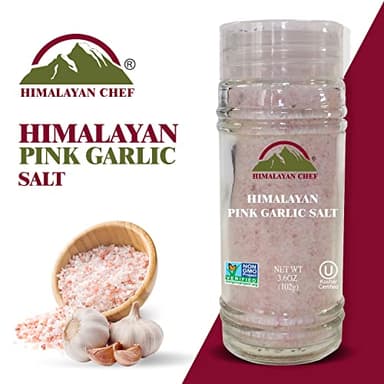 Himalayan Chef Himalayan Pink Garlic Salt -3.6 Oz (Pack of 1), Small Grinder of Garlic Salt Seasoning, Natural & Certified - Image 2