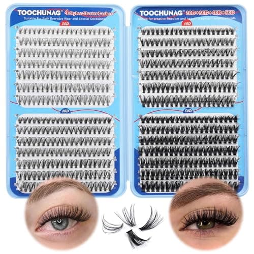TOOCHUNAG 560pcs Wispy Lash Clusters Natural Individual Lashes Cluster Eyelash Extensions 8-16mm Fluffy Eyelash Clusters D Curly DIY Eye Lashes Extension (20/30/40/50D) - Image 1