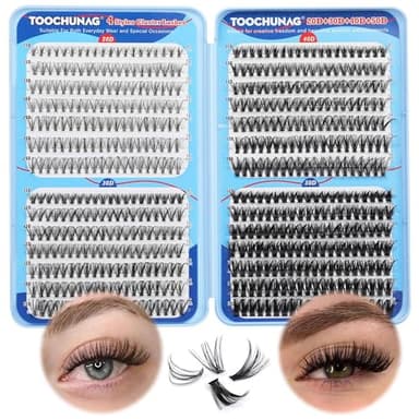 TOOCHUNAG 560pcs Wispy Lash Clusters Natural Individual Lashes Cluster Eyelash Extensions 8-16mm Fluffy Eyelash Clusters D Curly DIY Eye Lashes Extension (20/30/40/50D) - Image 1