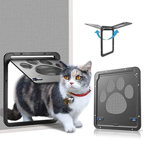 Ownpets Pet Screen Door,Inside Door 8x10x0.4 inch,Lockable Magnetic Flap Screen Automatic Lockable Black Door for Puppy Dog and Cat Door - Image 1
