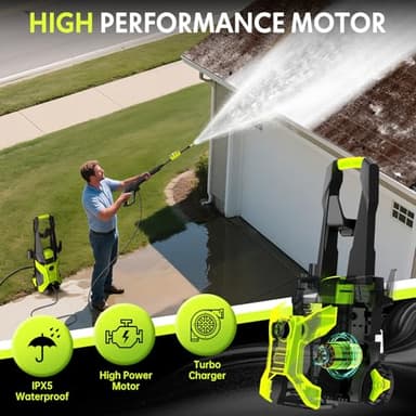 Electric Pressure Washer - 2.5 GPM Portable Lightweight Power Washer, 4 Quick-Connect Nozzles & Adjustable Soap Tank Pressure Washers for Cars, Driveways, Patios, Fences, Decks, Facade, Home Cleaning - Image 6