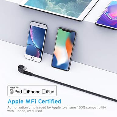 3Pack 90 Degree iPhone Charger 10ft,Apple MFi Certified 10 Feet USB A to Lightning Cord Long,Nylon Right Angle 10 Foot Charging Cable for Apple iPhone 14 Pro Max/14 Plus/13 Pro/12 Mini/11/X/XS/XR/iPad - Image 7