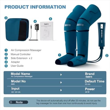 Professional Air Compression Leg Massager with Heat - Ideal Christmas, Mother's Day & Father's Day Gifts for Women, Men, Dad & Mom from Daughter or Son - Pain Relief for Foot, Calf, Knee & Thigh - Image 8