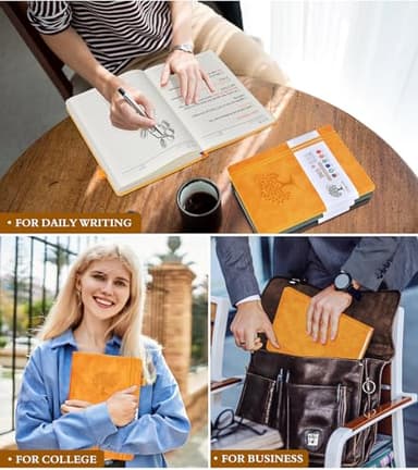 PERCUN A4 Lined Journal Notebook，365 Page Large Leather Journals for Writing Women Men，Hardcover Notebook with 100Gsm Thick Pages for Travel，Work，School，College Ruled, Daily Diary (8.5" x 11.4") - Image 7