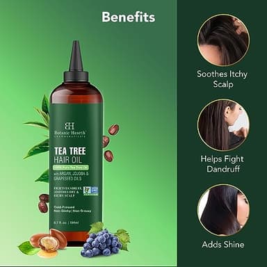 Botanic Hearth 100% Pure Tea Tree Oil For Hair Growth | Infused with Jojoba & Grapeseed Oils | Hair Oil Repairs Dry Damaged Hair, Strengthening, Healthier - Hair Tonic, 6.7 fl oz - Image 2