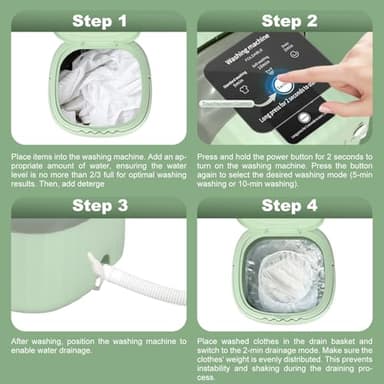 Mini Portable Washing Machine, 9L, 3 Modes, Blue Light Disinfection, Ideal for Underwear, Socks, Baby Clothes. Foldable for Space-Saving, Perfect for Apartments, Hotels, Camping & Travel (Green) - Image 6