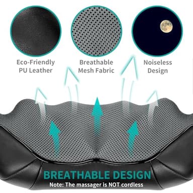 Nekteck Shiatsu Neck Massager for Pain Relief Deep Tissue with Heat, 3D Kneading Massage Pillow Back Shoulder Massagerfor Body Muscle, Plug-in Use for Home Office Car, Gifts for Mom Dad Him Her - Image 5