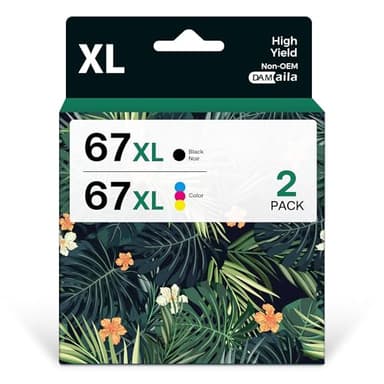 67XL Printer Ink Replacement for HP 67 Ink cartridges Black/Color Combo Pack Remanufactured for DeskJet 2700 2700e 2755e 2755 4155e Envy 6055e 6055 6000 6400 6455e 6475 6452 6458 (2 Packs) - Image 1