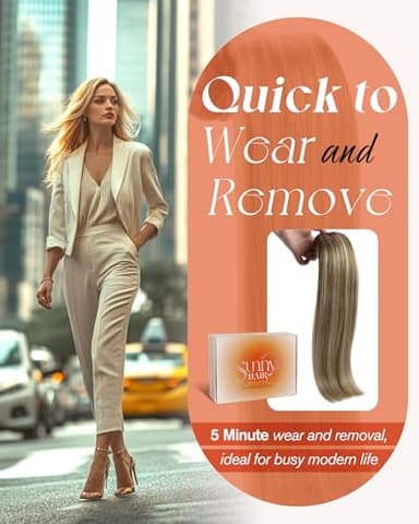 Sunny Hair Clip in Hair Extensions Straight Human Hair Clip in Extensions Remy Clip in Hair Extensions Real Human Hair Extensions Clip ins Ombre Walnut Brown to Light Brown Blonde 20 - Image 8