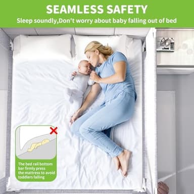 3-Piece King Size Bed Rail for Toddlers - Adjustable Baby Bed Rail Guard, Kids Safety Bed Rail for King Size Bed (78.7"x78.7"x74.8"-Grey - Image 8
