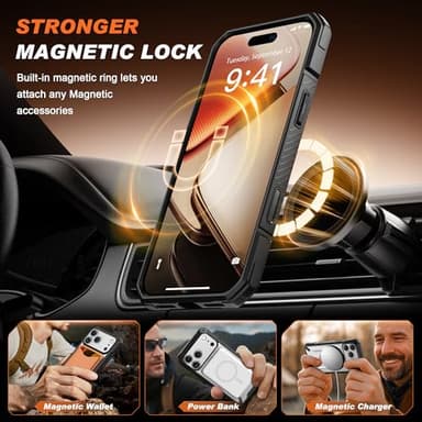 TONGATE for iPhone 17 Pro Max Case with 360° Spin Magnetic Stand, [Compatible with MagSafe][Military-Grade Protection] with Screen Protector & Camera Control Cover for iPhone 17 ProMax, ClearGold - Image 3