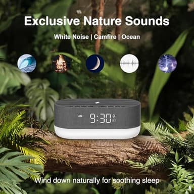 HOUSBAY Sound Machine with Alarm Clock for Bedrooms, Dual Speakers, 21 HiFi Sounds, 10W Wireless Charger, Unlimited Sound, Bluetooth, 10 Night Light, White Noise Machine for Sleeping, Black - Image 7