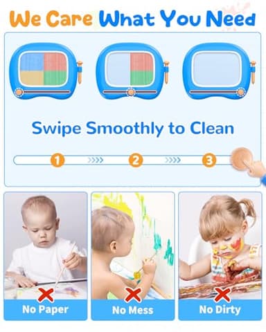 Magnetic Drawing Board Toddlers Toys for 1 2 Year Old Boys - Preschool Education Learning Toys for 12-18 Month Baby - Doodle Pad Birthday Gifts Presents for Kids Age 1-3 - Blue - Image 3