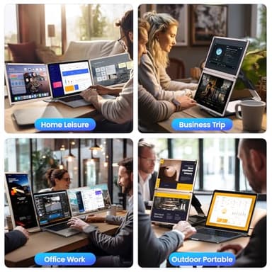 Enzion Laptop Screen Extender,Upgraded 15.6" Portable Monitor,FHD 1080P Triple Laptop Screen Extender,Detachable Dual Monitor for 13”-17” Laptops,Plug & Play,Compatible with Mac/Wins/Chrome/Dex - Image 6