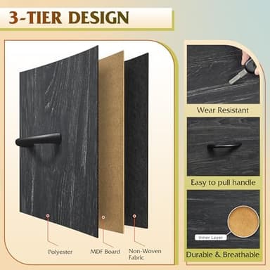 WLIVE 7 Drawer Dresser TV Stand, Entertainment Center, Media Console Table with Metal Frame and Wood Top for TV up to 45 inch, Chest of Drawers for Bedroom, Charcoal Black Wood Grain Print - Image 7