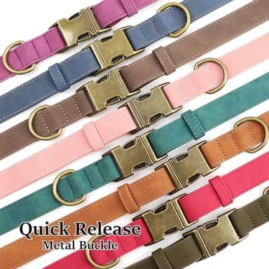 Didog Soft PU Leather Dog Collar, Stylish Quick Released Dog Collars for Small Dogs, Easy Clean Adjustable Pet Collar for Daily Walking, Green, S Fit 10-16" Neck - Image 5