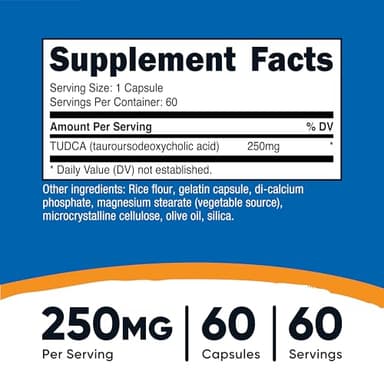 Nutricost Tudca 250mg, 60 Capsules (Tauroursodeoxycholic Acid) - Premium Quality - Image 2