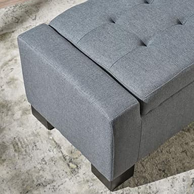 Christopher Knight Home Guernsey Fabric Storage Ottoman, Charcoal 20x50.25x16.75 inches - Image 7