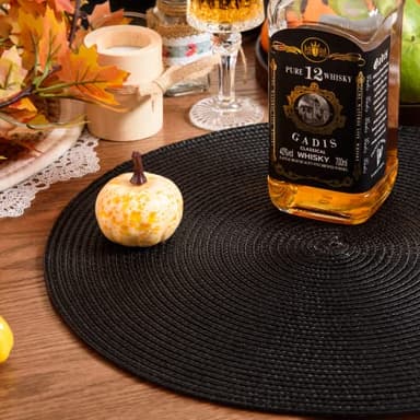 AHHFSMEI Round Braided Placemats 15 Inch Round Table Mats for Dining Tables Natural Woven Heat Resistant Place mats Set of 6 (Black) - Image 5