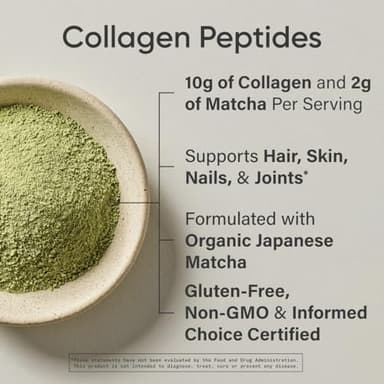 Sports Research Premium Collagen Peptides Powder and Organic Matcha Green Tea - Collagen Powder Protein Supplement with Japanese Matcha and Amino Acids - Gluten Free, Non-GMO, Sugar Free - Image 4