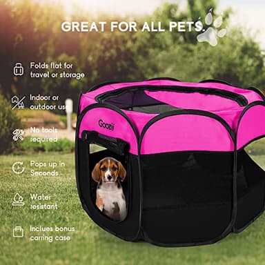 GOOZII Pet Cat Playpen for Indoor Cats Enclosed, Portable Foldable Dog Playpen Outdoor Tent Crate Cage with Zipper Top Cover Door for Kitten Puppy Outside Rv Car Camper (Small Size, Pink) - Image 3