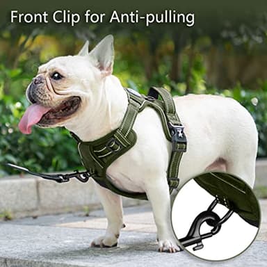 PoyPet No Pull Dog Harness, No Choke Reflective Dog Vest, Adjustable Pet Harnesses with Easy Control Padded Handle for Small Medium Large Dogs(Military Green,XS) - Image 3