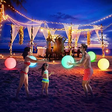 Pool Toys - 4 Pack Light Up Beach Balls for Kids w/ 8 Light Modes, Pool Beach Games Balls for Outdoor or Indoor Activities, Glow in The Dark Pool Beach Decorations for Kids and Adults - Image 6