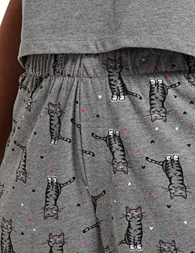 HUE Women’s SleepWell Basic Printed Knit Performance Sleep Capri Pajama Pant, Made With Temperature Regulating Technology, Medium Grey Heather - Sweet Kitty, 2X - Image 3