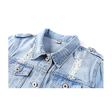 Hixiaohe Women Autumn 3/4 Sleeve Retro Short Denim Jackets Light Blue Jean Coats (03 Light Blue, XL) - Image 3