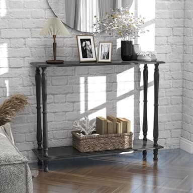TaoHFE 32 Inch Narrow Black Console Tables for Entryway Table Couch Table Behind Sofa Skinny Hallway Table Vintage Wooden Black Side Table for Entrance Living Room Corridor Front Door - Image 6