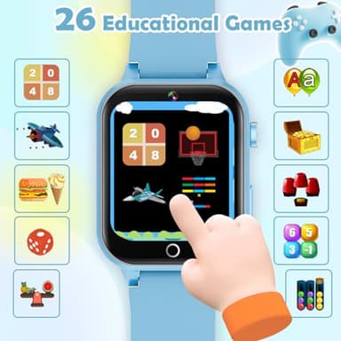 Luyiilo Smart Watch for Kids, with 26 Puzzle Games, Touch Screen, HD Camera, Alarm Clock, Toys for Ages 4-12 Years Old.Birthday Gift for Boys Girls (Soft Blue) - Image 4