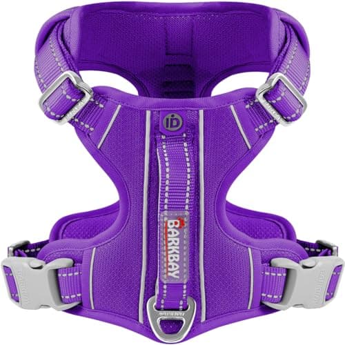 BARKBAY Dog Harness No Pull with ID Tag Pocket - Heavy Duty, Reflective, Easy Control for Large Dogs(Purple,L) - Image 1