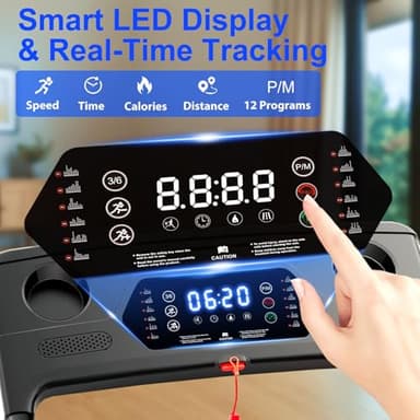 Treadmill with 5% Incline, Walking Pad Treadmill with Handle Bar, Portable Folding Treadmills for Running and Walking, 3.0HP Brushless Motorized, 5 Layers Shock-Absorbing - Image 3