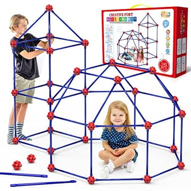 Fort Building Kit for Kids,STEM Construction Toys, Christmas & Birthday Gift for 4 5 6 7 8 9 10 11 12 Years Old Boys and Girls,Ultimate Creative Set for Indoor & Outdoors Activity,140 Pcs,Original - Image 1