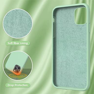 OuXul Designed for iPhone 11 Pro Max Case, Slim Liquid Silicone Case Compatible with iPhone 11 Pro Max 6.5 Inch, Full Body Microfiber Lining Protective Case (Tea Green) - Image 5