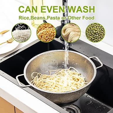 Gulex Colander Stainless Steel 3-Quart, Strainer for Kitchen Food, Dishwasher Safe - Image 4