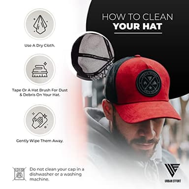 Urban Effort Mesh Back Cap - for Men and Women Baseball Hat 5-Panel Trucker Hat - Great Snapback Closure for Hunting & Hiking (Red) - Image 5