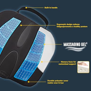 Dr. Scholl's Massaging Gel Posterior Seat Cushion for Car, Office, Home — Black - Image 3