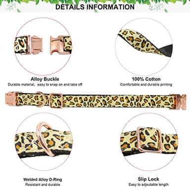 Metal Buckle Dog Collar, Durable Adjustable Dog Collar Soft for Small Medium Large Dogs (L(15-23in), Yellow Leopard) - Image 4