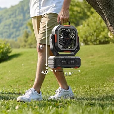 OGERY 2025 Upgraded Camping Fan, Portable Rechargeable Fan with 20000mAh Battery Powered, Stronger Wind, Stepless Speed Regulation, Fast Charging for Tent, Travel, Car, Outdoor Camping Essentials - Image 9