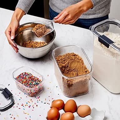 Rubbermaid Brilliance BPA-Free Food Storage Containers with Lids Airtight Kitchen and Pantry Organization Set Includes 3 Containers and Scoops Clear 16 cups - Image 13