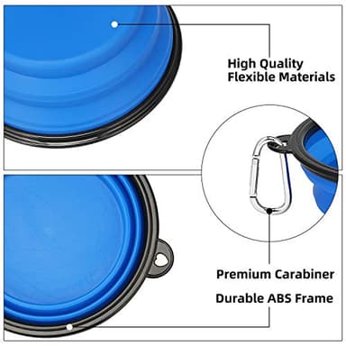 Kytely Large Collapsible Dog Bowls 2 Pack, 34oz Foldable Dog Travel Bowl, Portable Pet Water Food Bowl with Clasp, Pet Cat Feeding Cup Dish for Traveling, Walking, Hiking (Black+Blue) - Image 4